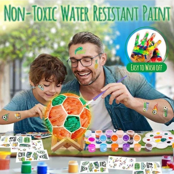 NIB - Paint Your Own Soccer Ball Lamp Kit; DIY 3D Night Light with all supplies - Picture 6 of 10